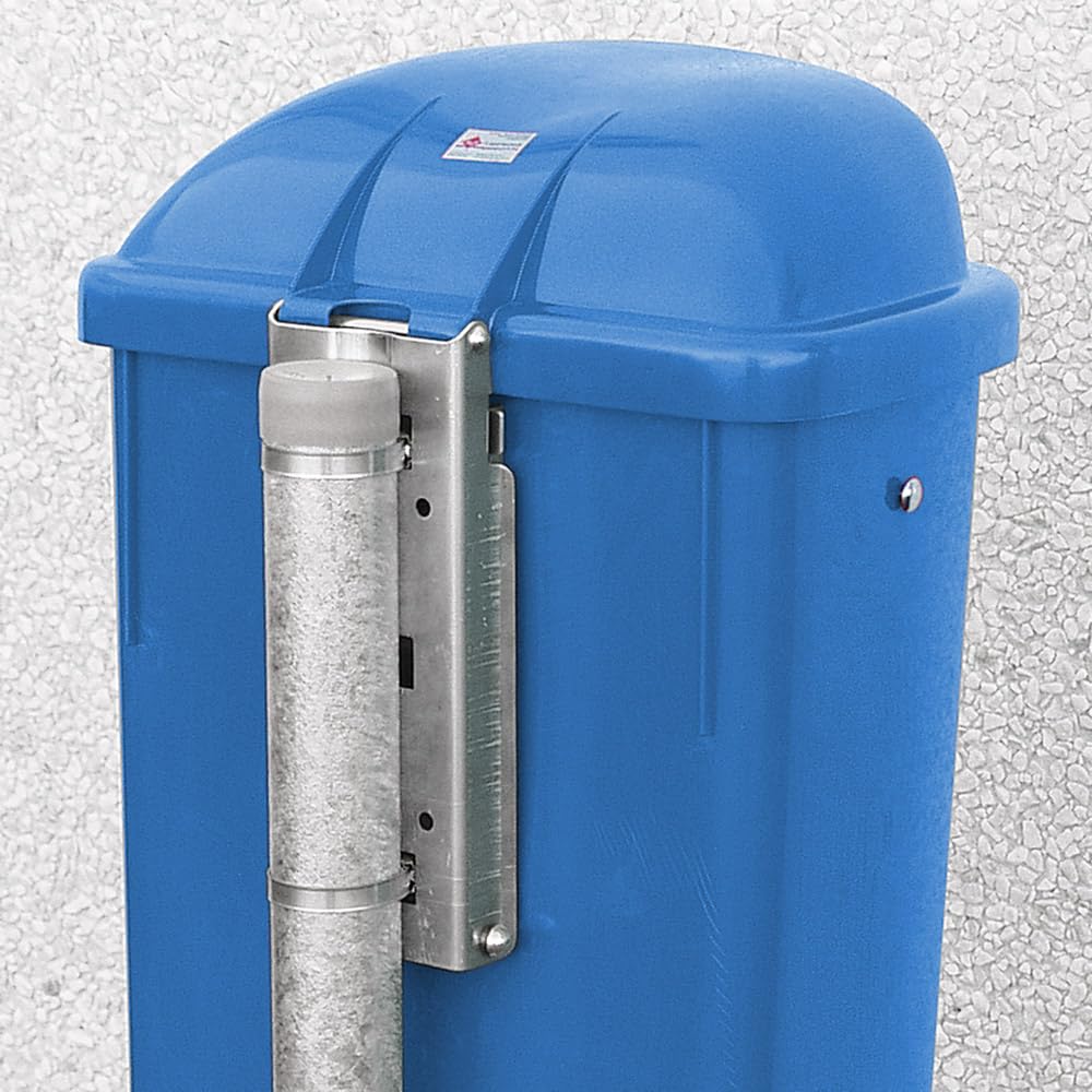 BRB Poubelle d'extérieur - Capacité : 50 l - Conforme à la norme DIN 30713 - Kit complet avec poteaux de tuyau galvanisés et colliers de serrage (bleu)