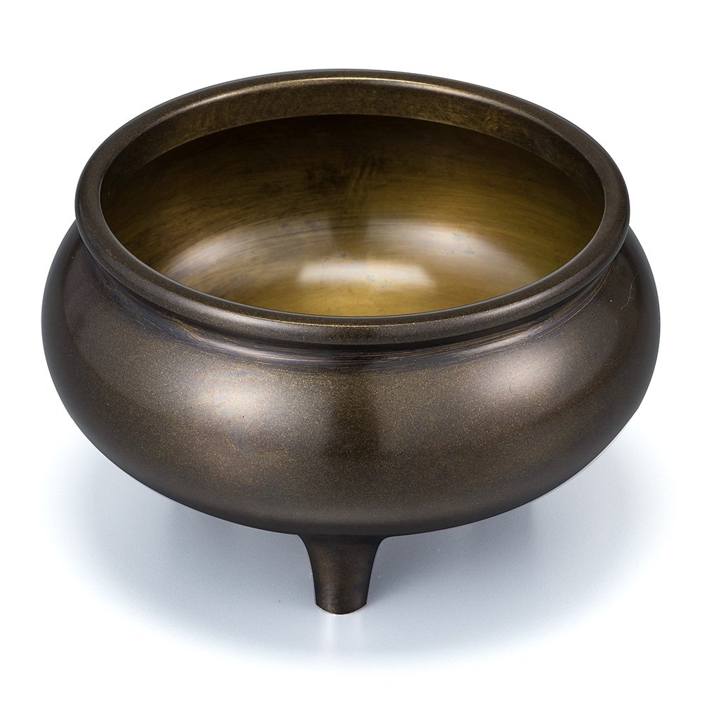 Takita Shoten Brass Incense Burner Kyoto Round 4.3in Lacquer Takaoka Japan