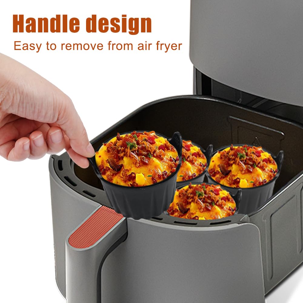 Stampini Muffin In Silicone Per Friggitrice Ad Aria - 4 Pezzi Nero, Antiaderente E Riutilizzabili - Foto 8