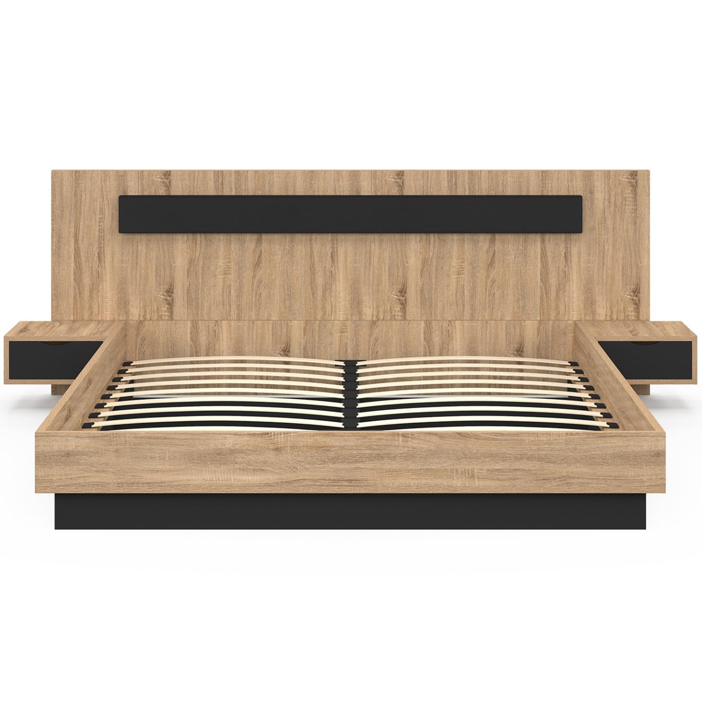 IDMarket - Cama doble Santa 180 x 200 cm, madera y negro