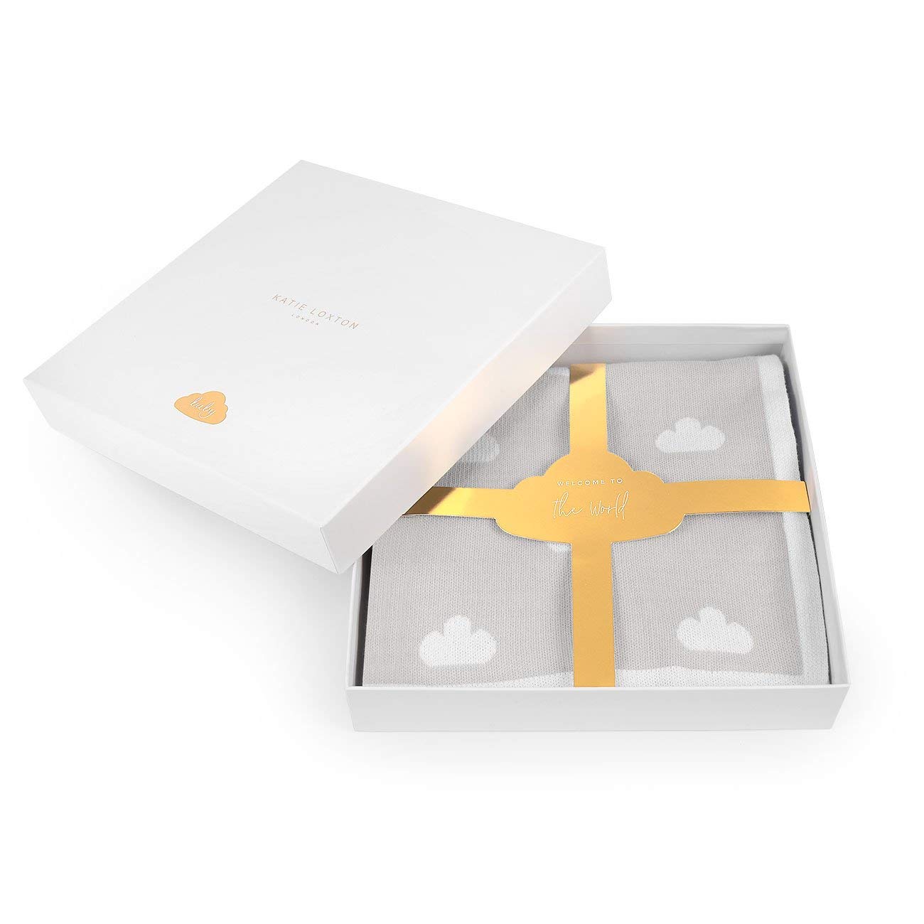 Katie Loxton Childrens Small 39.25 x 27.5 All Cotton Knit Throw Blanket in Grey