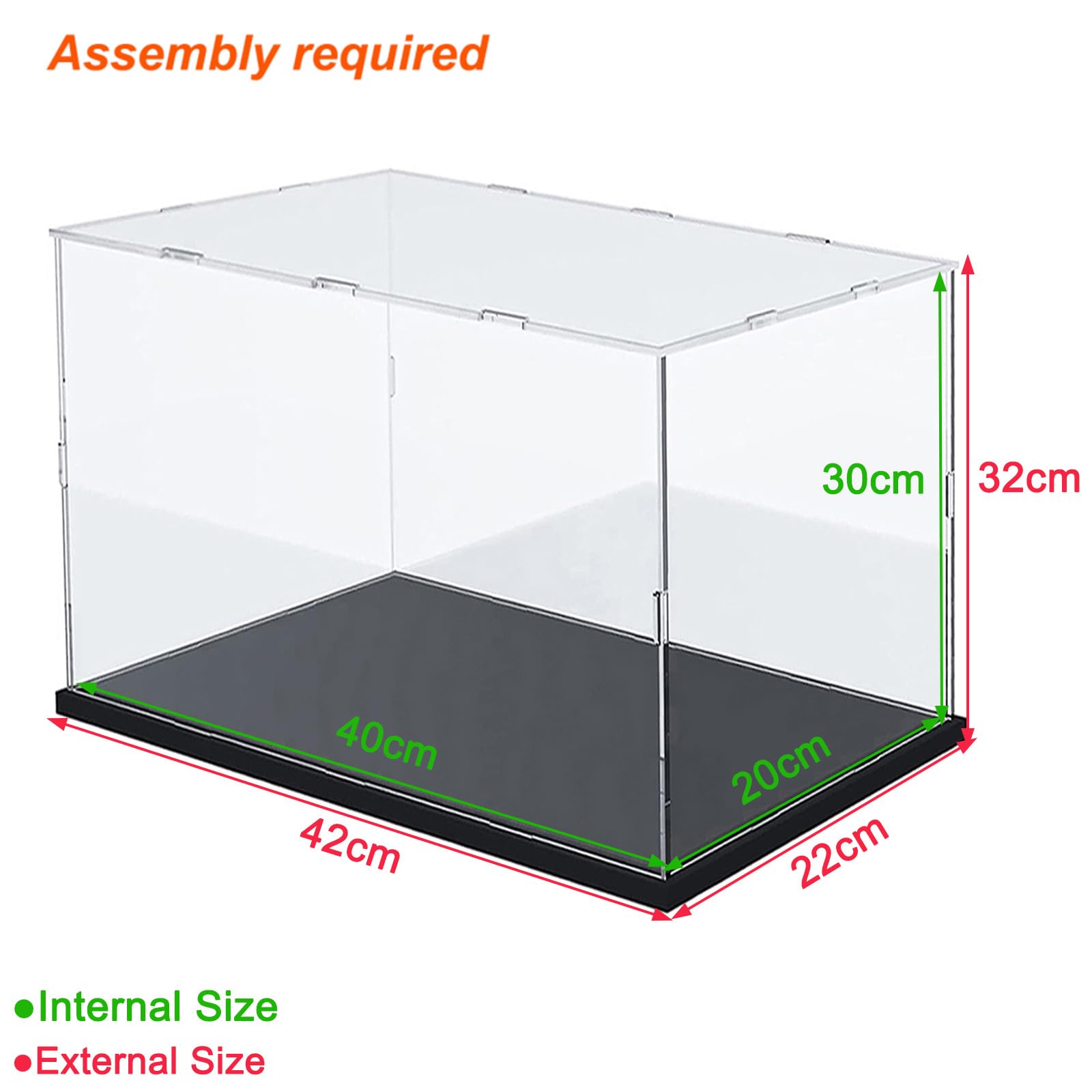 Vitrine Acrylique pour Collection pour 21062 Lego Fontaine Trevi pour 42179 Planète Terre Lune 72037 42691 Figurine, Boite Plexiglas Transparente Vitrines et Rangements, Noir Intérieur 40x20x30cm - 2