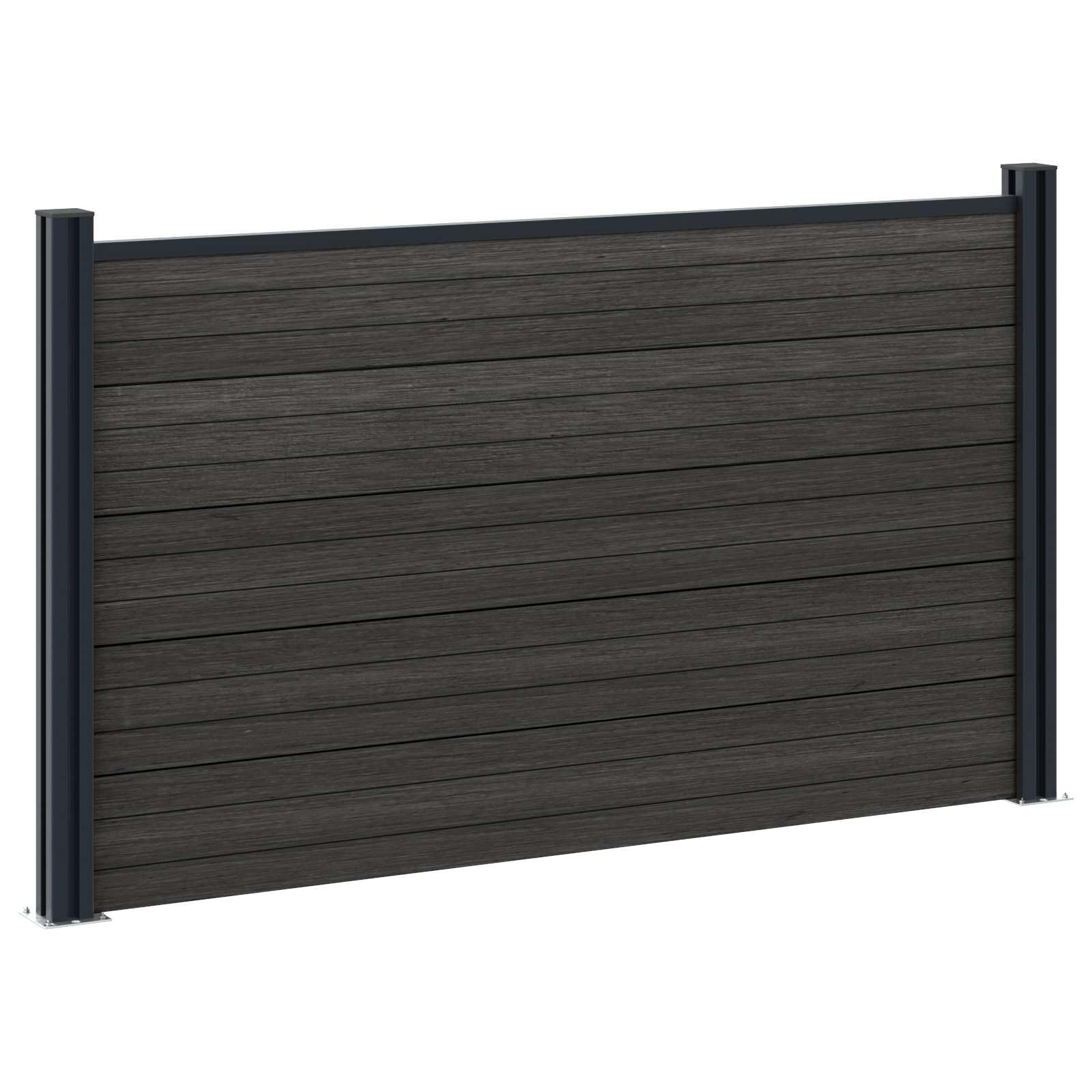 vidaXL Set di Recinzione 180 x 105 cm WPC e Alluminio Nero