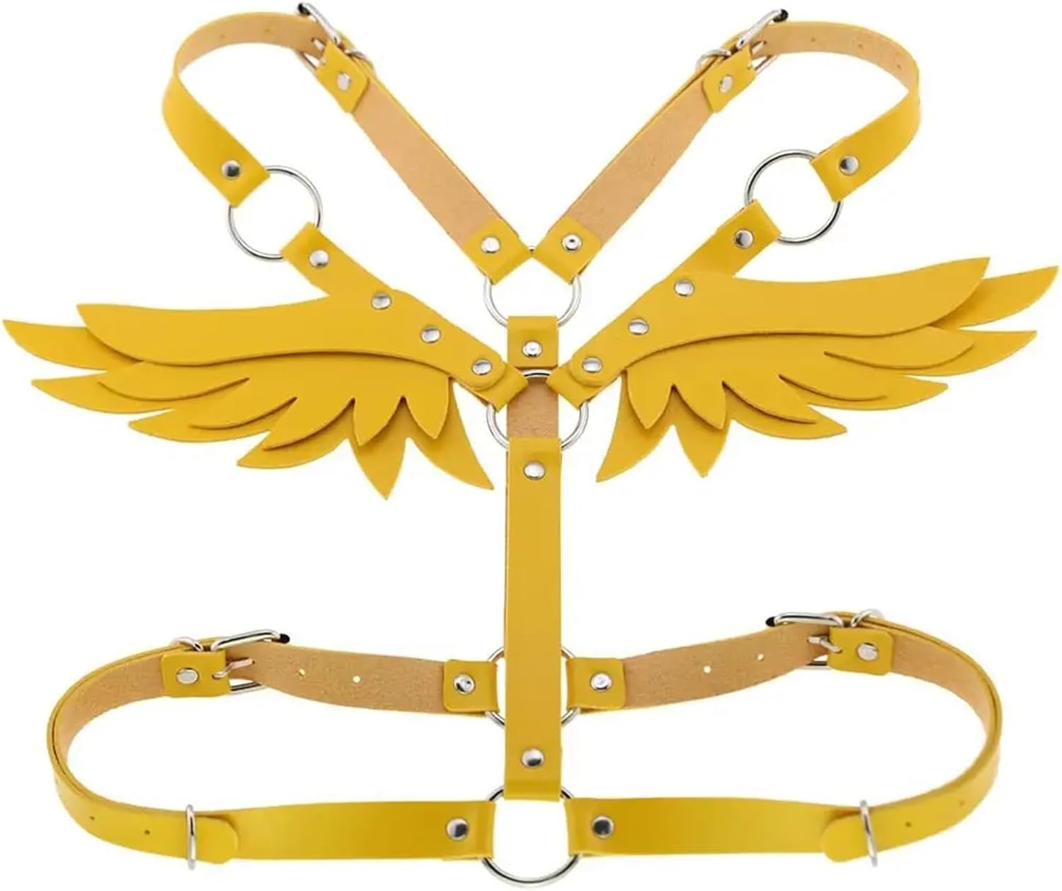 Fashion Women Belts Angel Wing Faux Leather Adjustable Harness Waist Shoulder Bondage Halterneck Body Belt