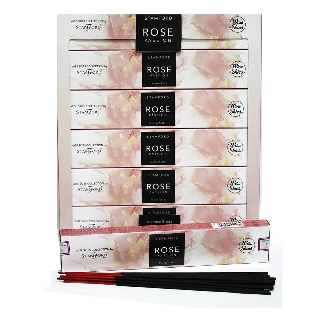 Incense Sticks Gift Pack of 6 - Stamford Wise Skies Premium Perfume Incense Fragrances Joss Sticks (Rose Passion)