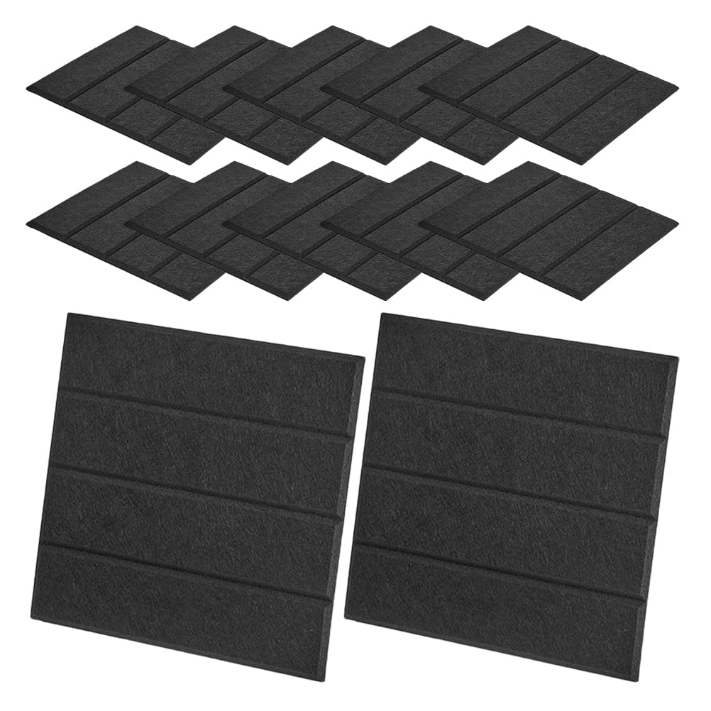 Panneaux acoustiques auto-adhésifs NUOBESTY lot de 12 plaques en fibre de polyester noir