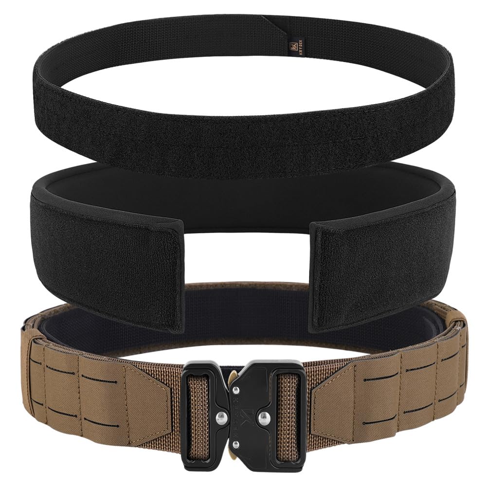 KRYDEX Cintura tattica da combattimento da 5,1 cm, a sgancio rapido, con cintura interna e cuscinetto interno imbottito antiscivolo (cintura aggiornata CB, L)