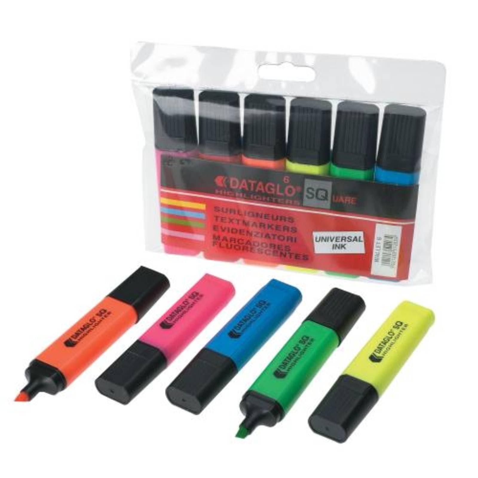 Dataglo SQ Highlighters Assorted (pk6)