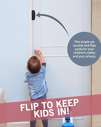 Miniatura 3 de Jack N' Drill - Cerradura de puerta de acción abatible (paquete de 6) - Cerraduras reversibles de privacidad con tornillo antibloqueo para