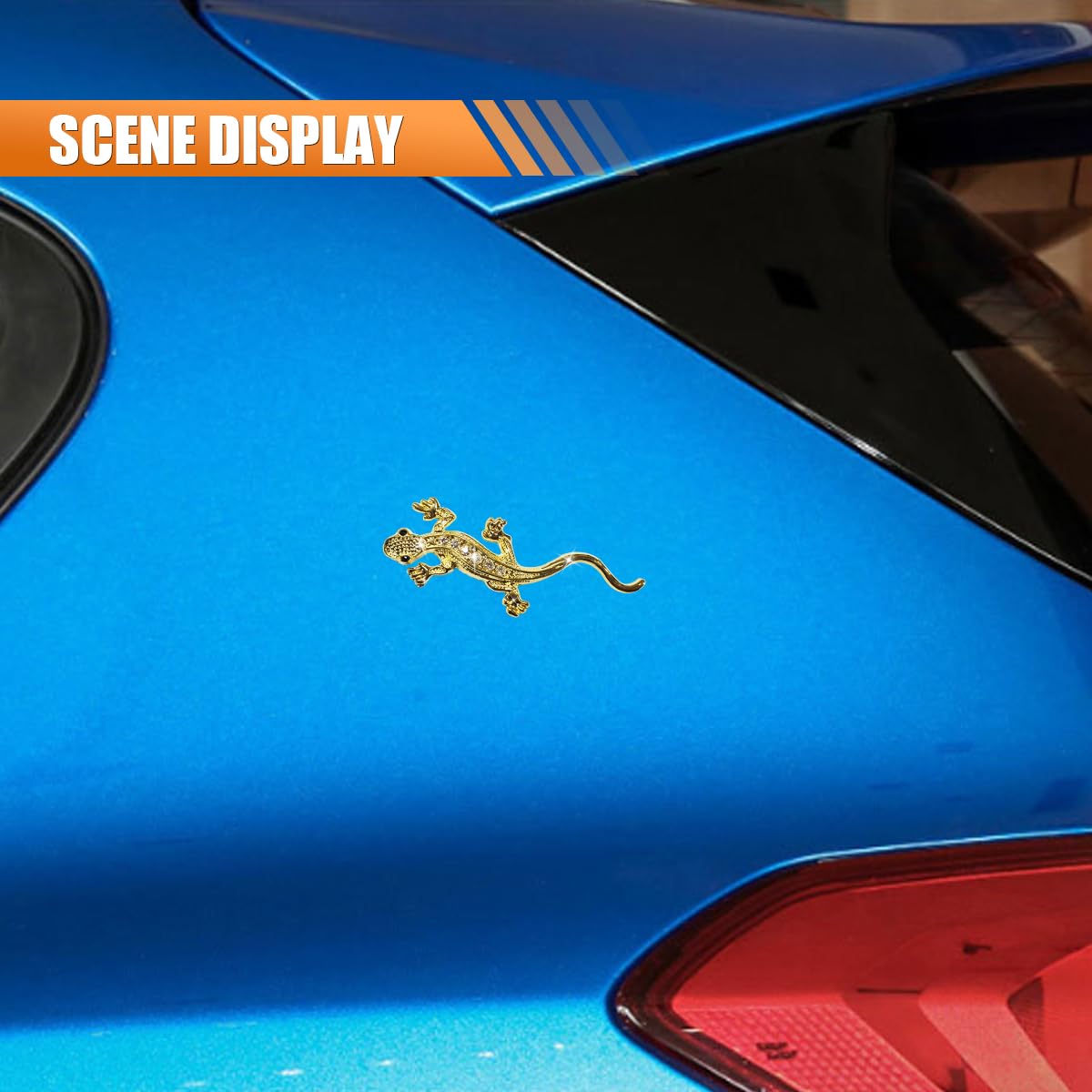 Bling Gecko Emblem Car Sticker 3D Metal Car Door Badge Crystal Rhinestone Auto Window Bumper Decal Universal Vehicle — view 3