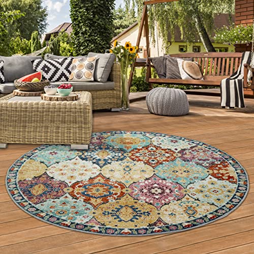 Teppich-Traum Orientteppich Indoor Flur & Outdoor Balkon | wunderschöne Ornamente | bunt, 120 cm...