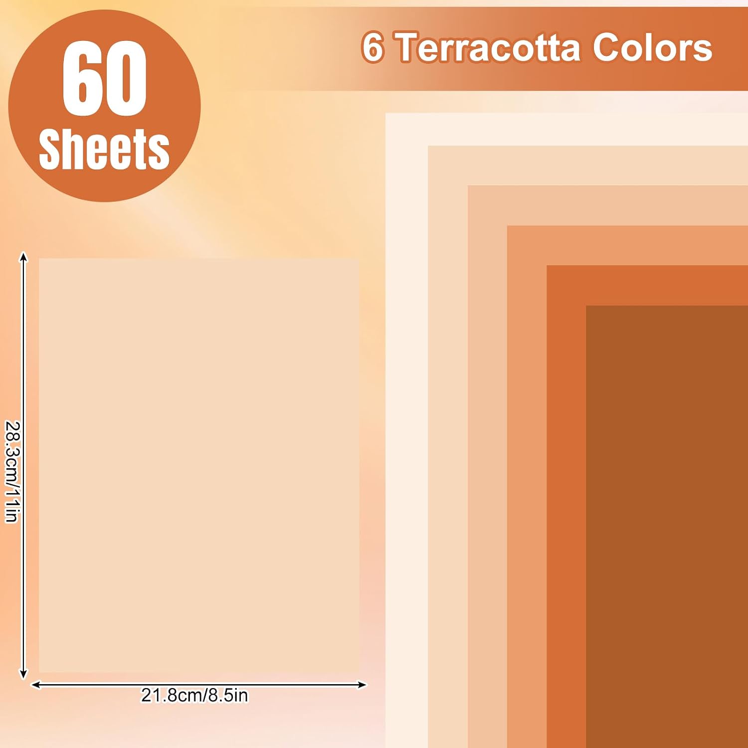 60 Sheet 8.5 x 11 Inch Terracotta Colored Card Stock Paper Gradient Color Thick Paper Cards Colored Scrapbook Papers for Prints DIY Arts Crafts School Office Home Supplies, 65lb image 2