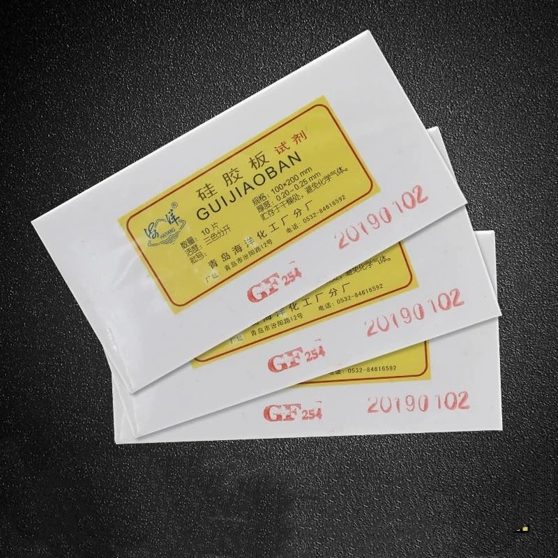 Placa de gel de sílice for cromatografía en capa fina Lab GF254, losa de vidrio TLC que contiene placa de gel de sílice fluorescente for desarrollo de color (50 x 100 mm, 40 unidades)(50x200mm 20pcs)