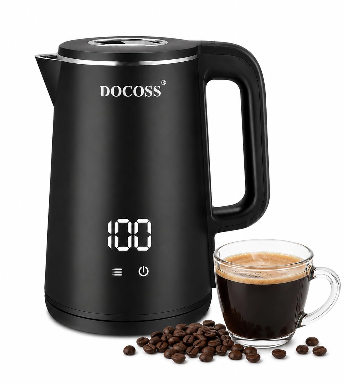 Docoss Electric Kettle 1.8L | 4 Preset Modes & Live Temperature Display | Elegant Cool Touch Design, 360° Swivel Base | Fast Boil, Auto Shut-Off, Overheat Protection-image-23