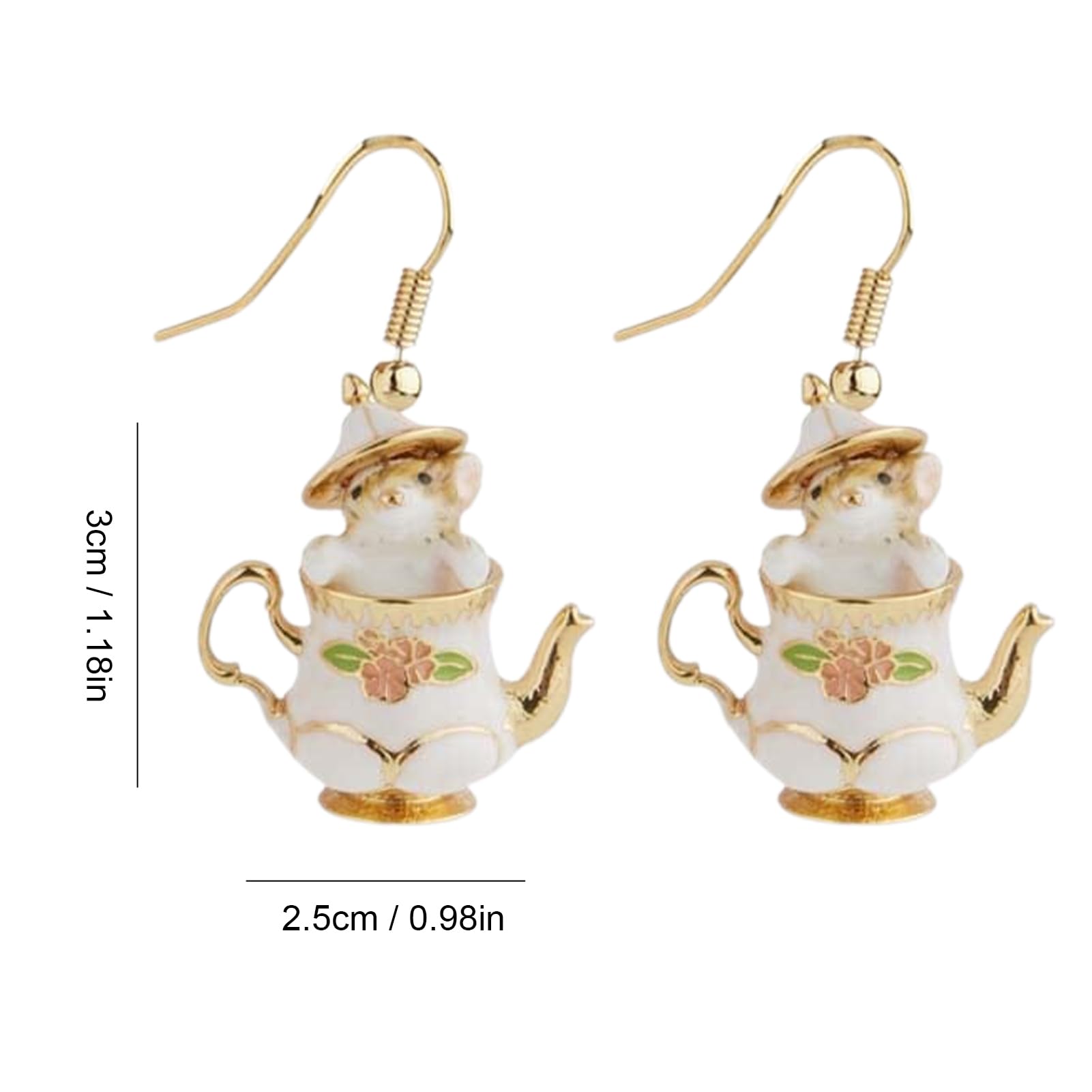 Boucles D'oreilles Théière Et Tamia - Bijou Tendance En Alliage - Pour Quotidien Ou Occasions - 4