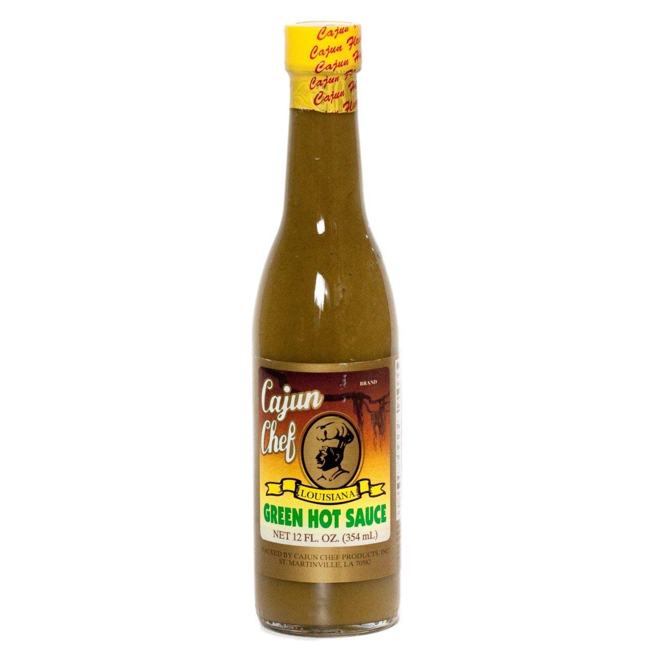 Cajun Chef Green Louisiana Hot Sauce 12oz (Pack of 3) - Mild and Flavorful Pepper Sauce - Add Authentic Cajun Flavor - Perfect for Sprinkling on Seafood and Meat after Cooking - Made with Select Louisiana Peppers