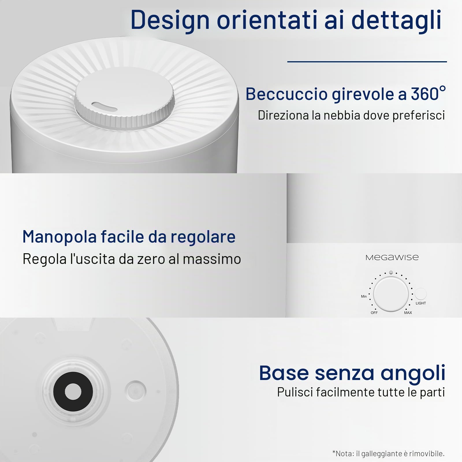 Umidificatori a nebbia fredda MegaWise da 3,5 l (confezione da 2) – Ultrasuoni silenziosi, riempimento dall'alto, diffusore di oli essenziali, spegnimento automatico, facile da pulire