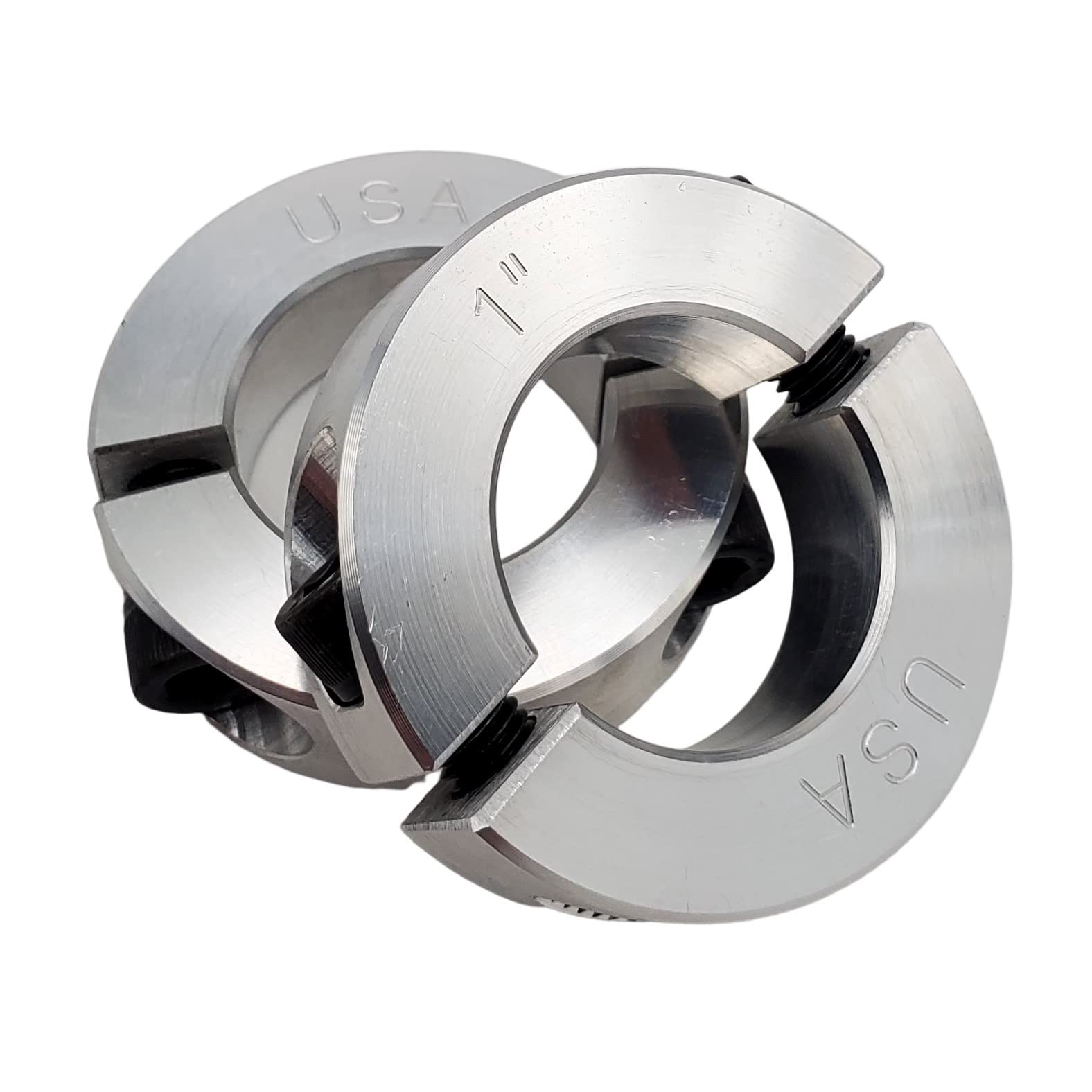 Diámetro del orificio de 1 pulgada - Collar de eje de dos piezas de sujeción - Aluminio 2024 (paquete de 2)