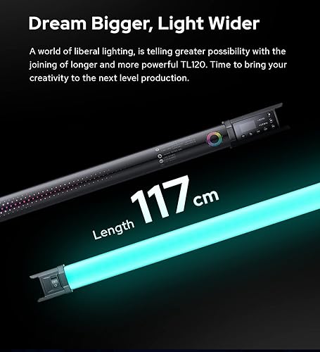 Miniatura 8 de Godox Tubo de luz TL60 RGB, CRI 96 TLCI 98, temperamento de color 2700K ~ 6500K, 100% brillo (LUX), 39 efectos FX, 2.4G inalámbrico, soporte de