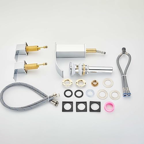 Miniatura 7 de Grifo de baño generalizado para fregadero de 3 agujeros y 8 pulgadas, grifos de baño modernos con drenaje emergente y líneas de suministro cUPC para