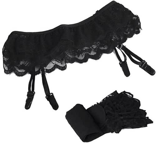 Rokou Women's Garter Belt Sheer Lace Hosiery Thigh High Stockings