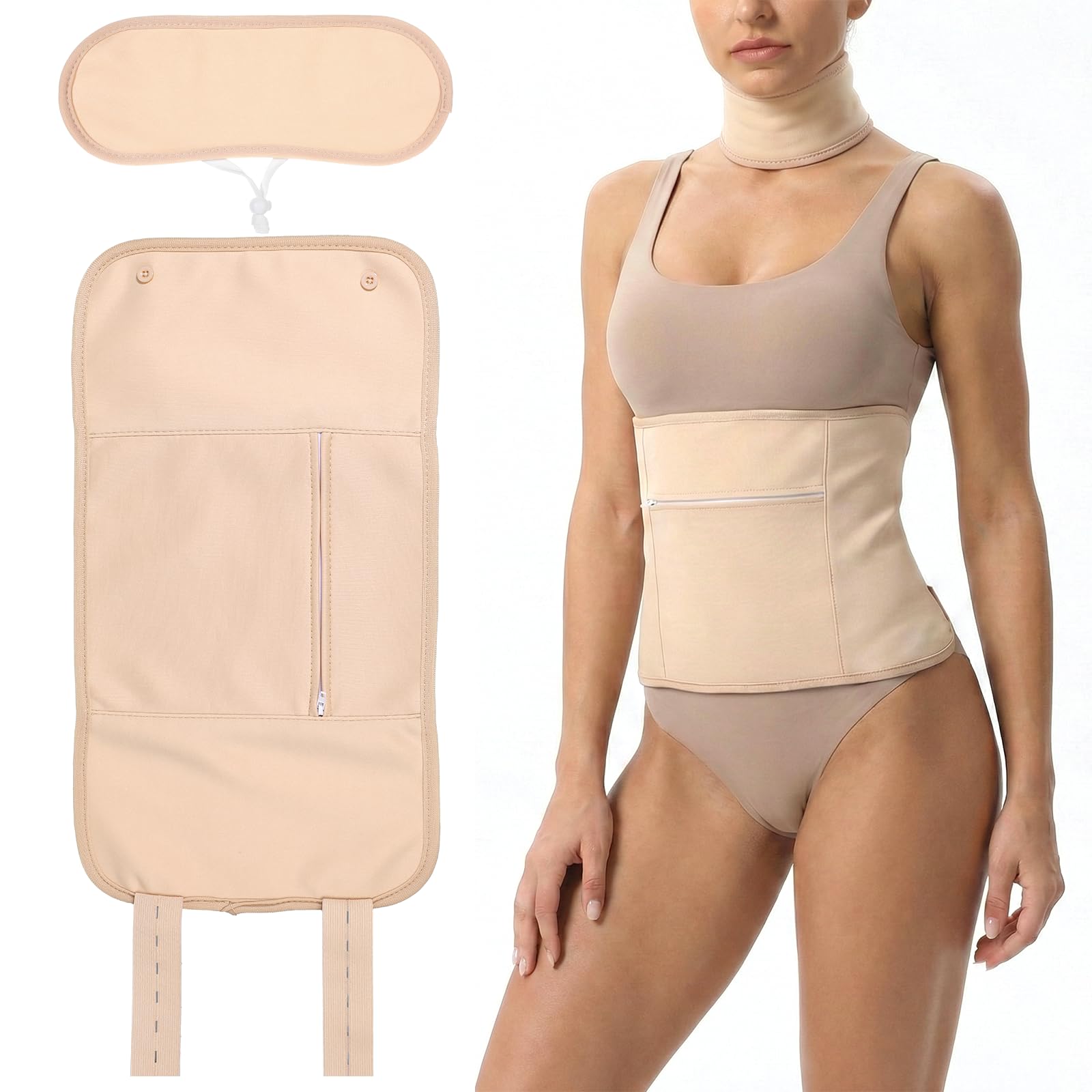 2 Stück Castor Oil Pack Kit, Rizinusöl-Packung Wiederverwendbare Rizinusöl Packungen Bauch Hals Rizinusölpackung Verstellbare Elastische Träger Castor Oil Wrap für Bauch Hals(Ohne Rizinusöl)