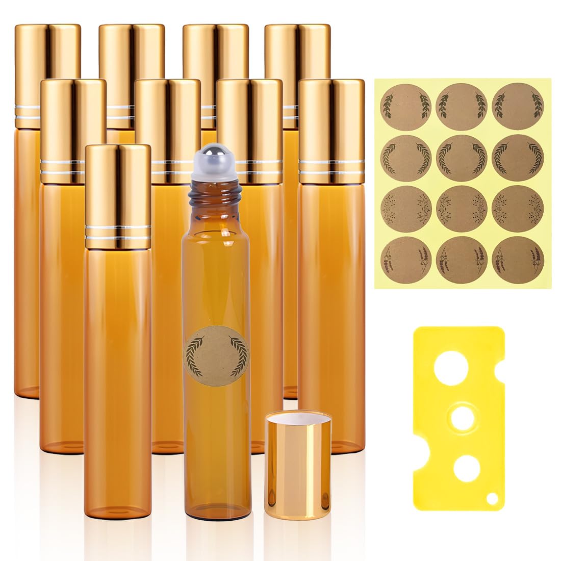 10 Ml Roll On Vuoto Per Oli Essenziali, 10 Pezzi Bottiglie Roll On Per Oli Essenziali, Boccette Vetro Con Sfera In Acciaio Inossidabile, Per Profumi, Oli Essenziali E Cosmetici
