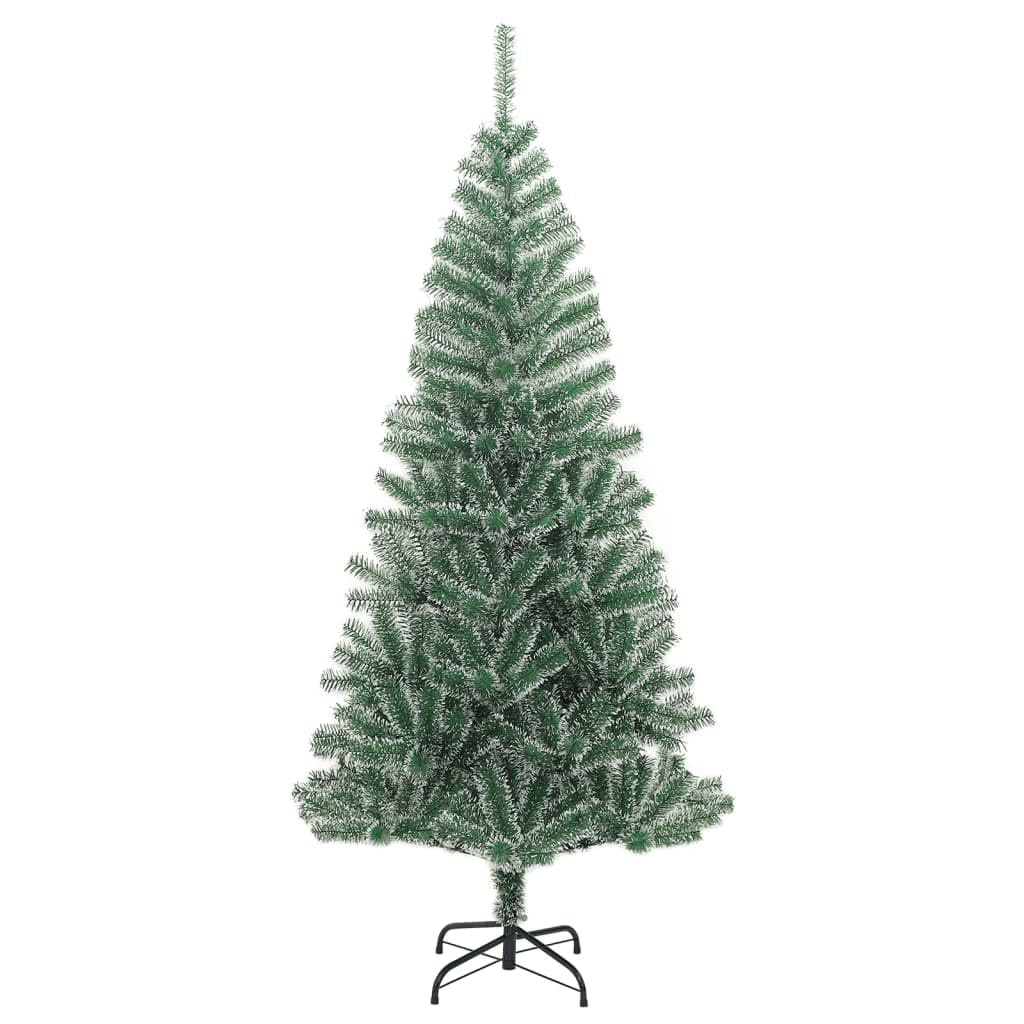 Árbol de Navidad artificial nevado 240 cm con 1300 puntas PET soporte de metal estable diseño moderno verde blanco para decoración interior Navidad