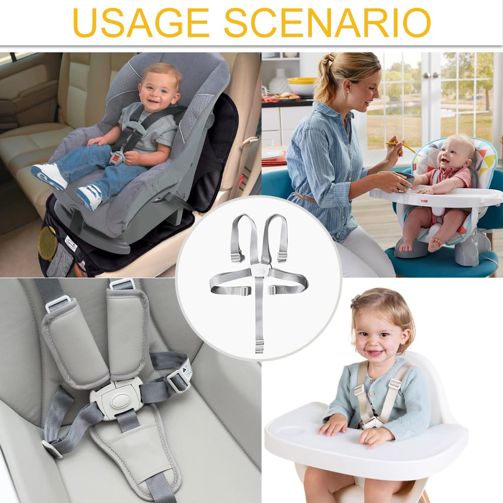 harnais de sécurité 5 points – pour chaise haute et poussette, harnais enfant universel réglable, ceinture de remplacement, boucle solide, léger, portable, facile à installer