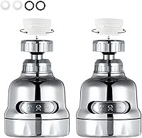 DASLAVA 2-Pack 3-Mode 360° Rotating Faucet Sprayer Attachment - Water-Saving Kitchen Sink Aerator, Chrome Plated