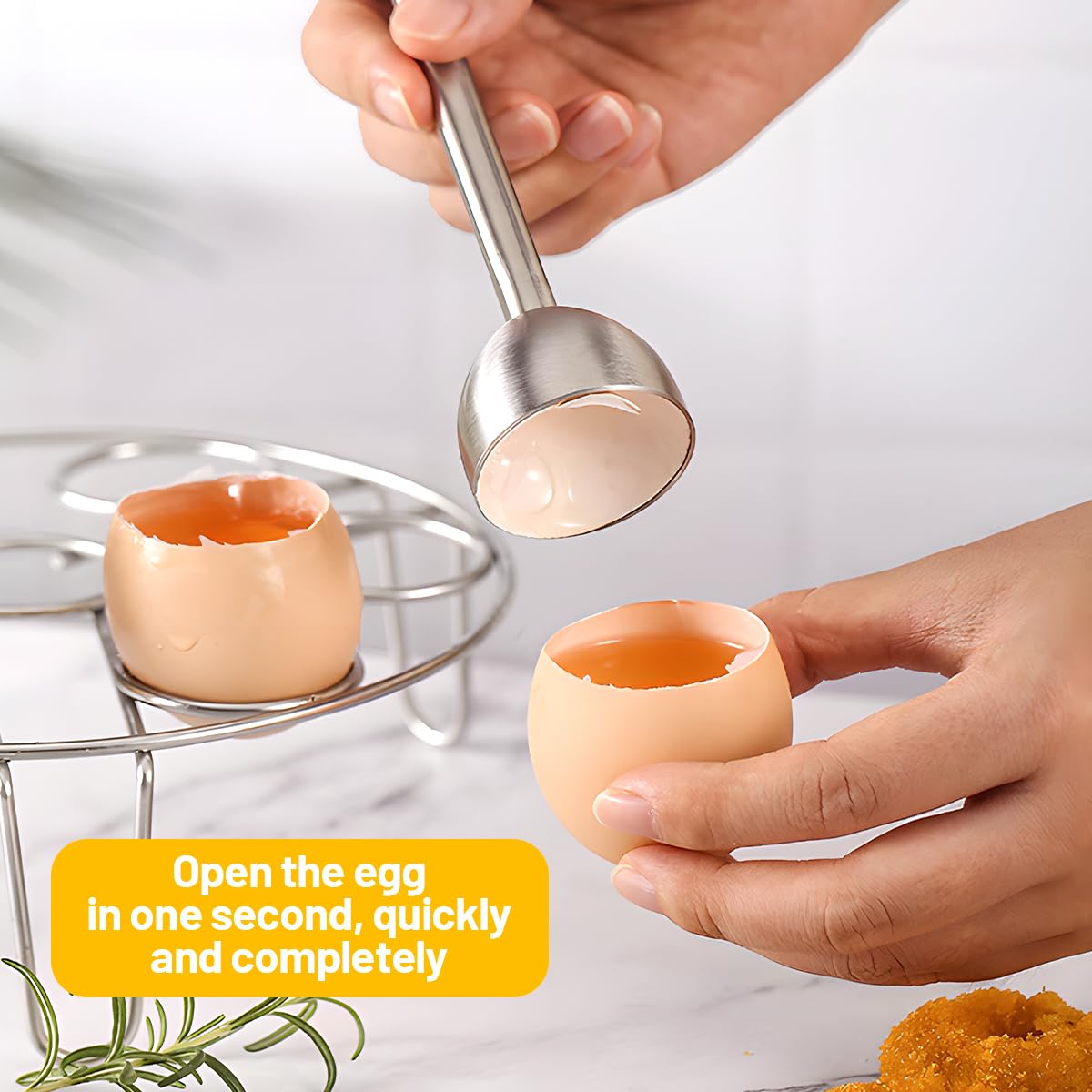 Coupe-Oeuf à La Coque En Acier Inoxydable – Ouvre-Oeuf Précis Et Rapide Pour Oeufs Durs Ou Mollets – Gadget Cuisine Malin