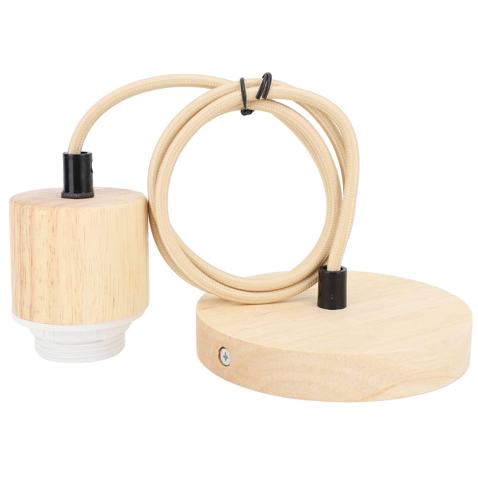 Vintage E27 Wooden Pendant Light Bulb Holder Rustic Lamp Base Socket for Cozy Ambiance Birch Wood ABS Material - Image 3