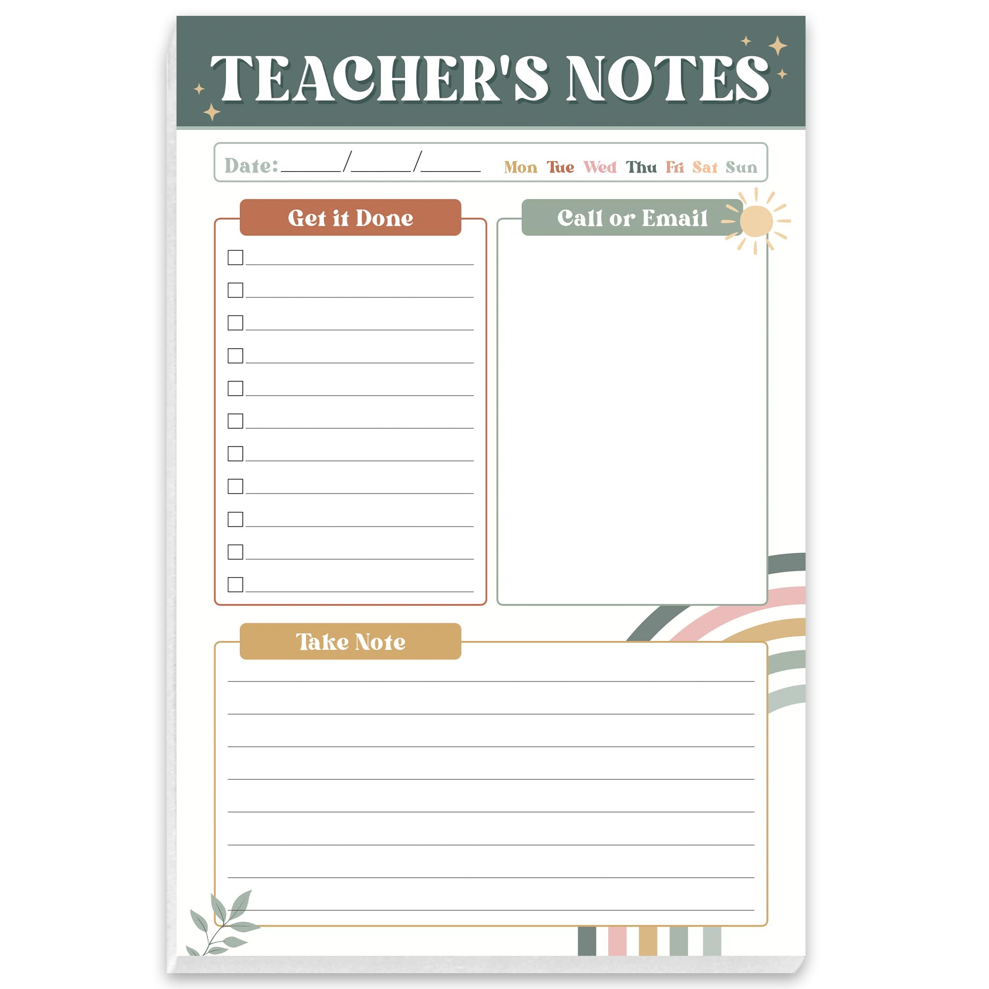 BrightenKidz Teacher Gifts, Gifts for New Teachers, Modern Boho Teacher Notepad, To-Do List Notepad, Stationery Must-Have Supplies for Preschool,