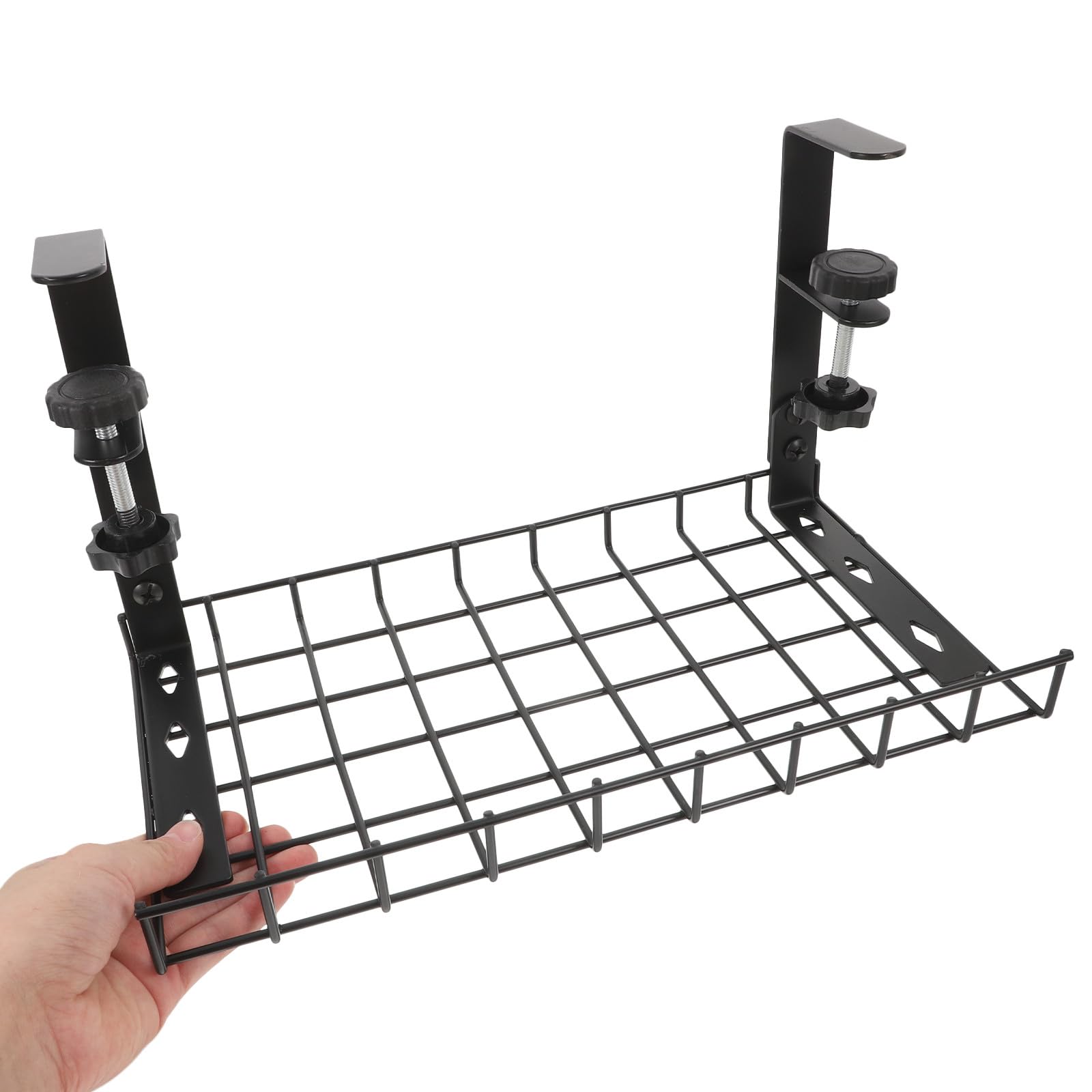 Organizzatore Cavi Elettrici Sotto Scrivania Nero in Ferro | Ampia Capienza, Installazione senza Fori, Design Portatile Multifunzione per Setup Gaming e Ufficio