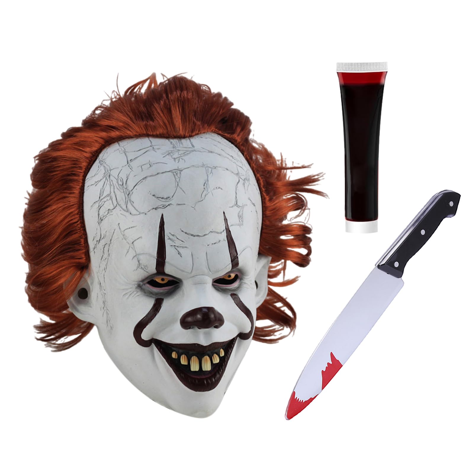 Marypaty Máscara de Payaso Terrorífico para Halloween, Máscara de Payaso de Látex, Disfraces para Niños y Adultos para Fiestas de Halloween
