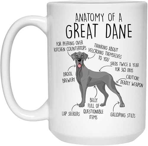 Taza de café Great Dane, lindo regalo de gran danés, amante de los perros, regalo para ella, él, gran danés mamá, papá, anatomía, cumpleaños,