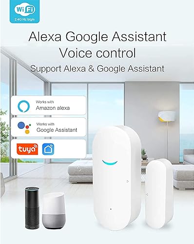 Miniatura 2 de Alarma con sensor inteligente inalámbrico WiFi para puerta y ventana, Alexa Google Assistant y Tuya APP Control Sistema de seguridad para el hogar