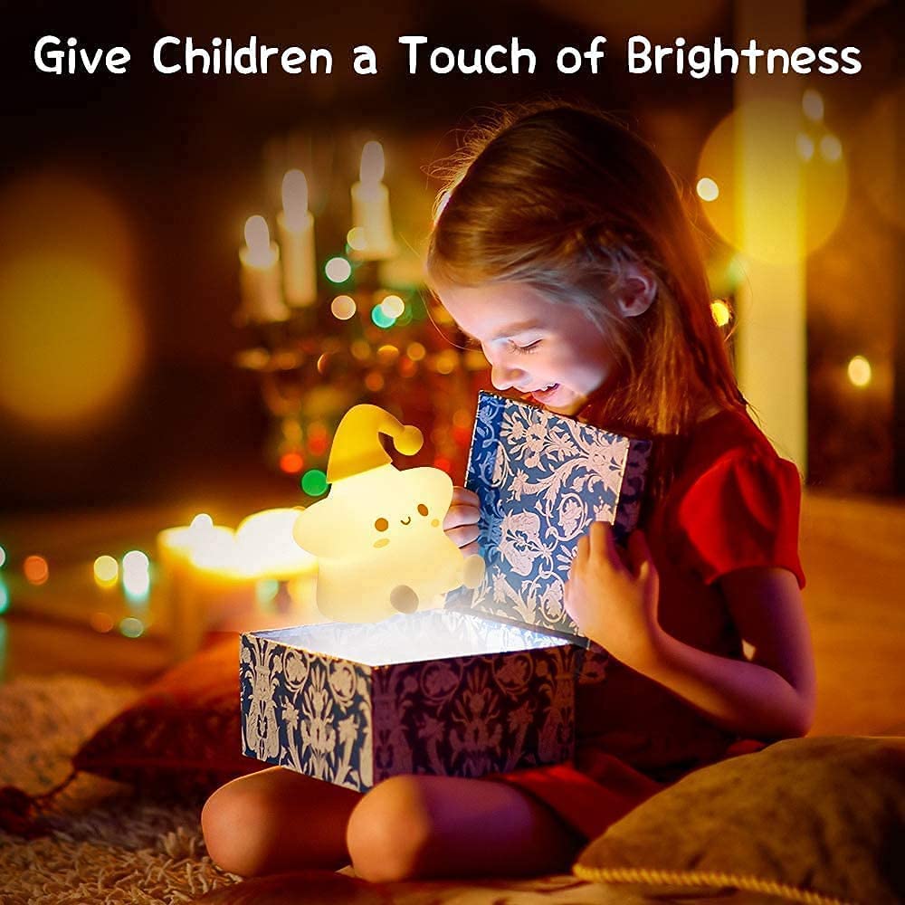 One94Store Silicone Star Night Light | USB Rechargeable LED Lamp with 7-Color Breathing Modes | Soft Silicone Nursery Light for Kids Bedroom Decor | Perfect Baby & Toddler Gift, White - Image 8 thumbnail