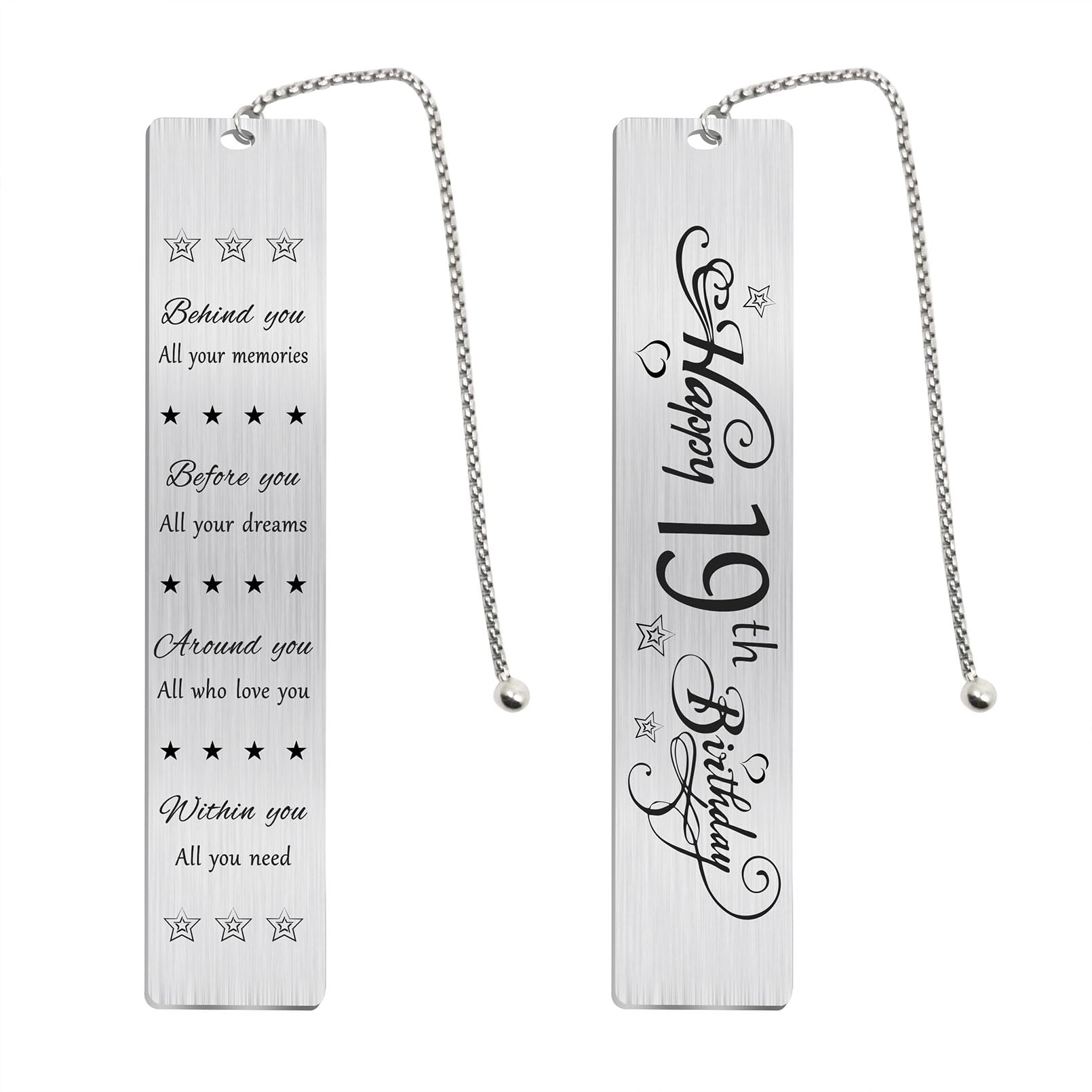 Jzxwan Happy 19th Birthday Gifts for Teen Girls Boys, Sweet 19 Year Old Birthday Bookmark Gift for Women Men, 19 Yr Bday Book Mark for Teenager, 2006 Bd Present, Funny 19th Birthday Card Decorations
