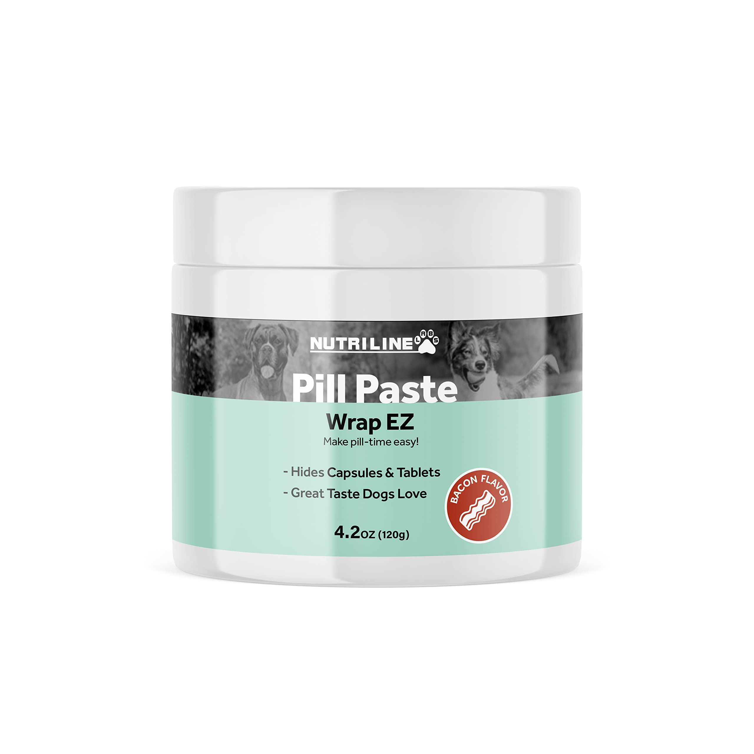 Bacon Pill Paste for Dogs - Dog Pill Treats Enriched with Dietary Fiber, Protein - Pill Wrap for Dogs' Supplements & Medicine - Fits Most Sizes of Capsules & Tablets - 4.2oz