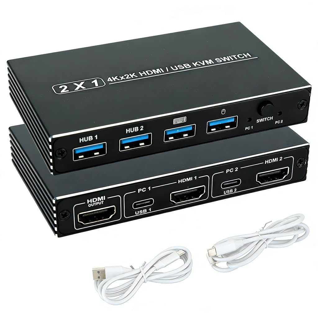 ZORBES® 4K HDMI USB 2.0 KVM Switch, 2 in 1 Out HDMI and USB KVM Switch for Two Computers Sharing 1 Monitor Keyboard Mouse Printer, Supports UHD 4K@60Hz Display Compatible with PC Laptop and Game-image-22