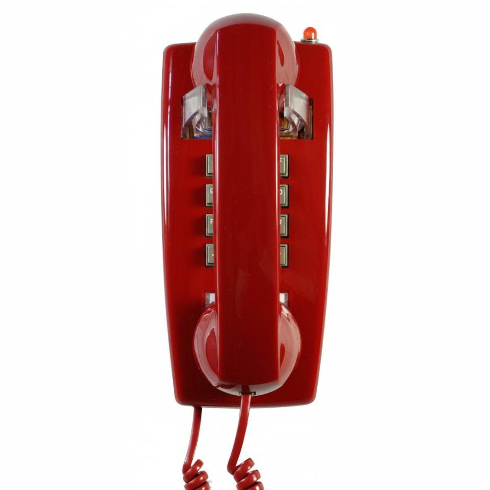 Rotary Dial Wall-Mounted Telephone Metal Bell Chime Retro Fixed Mount Vintage Telephone Model for Washroom, Office, Hotel Red-image-14
