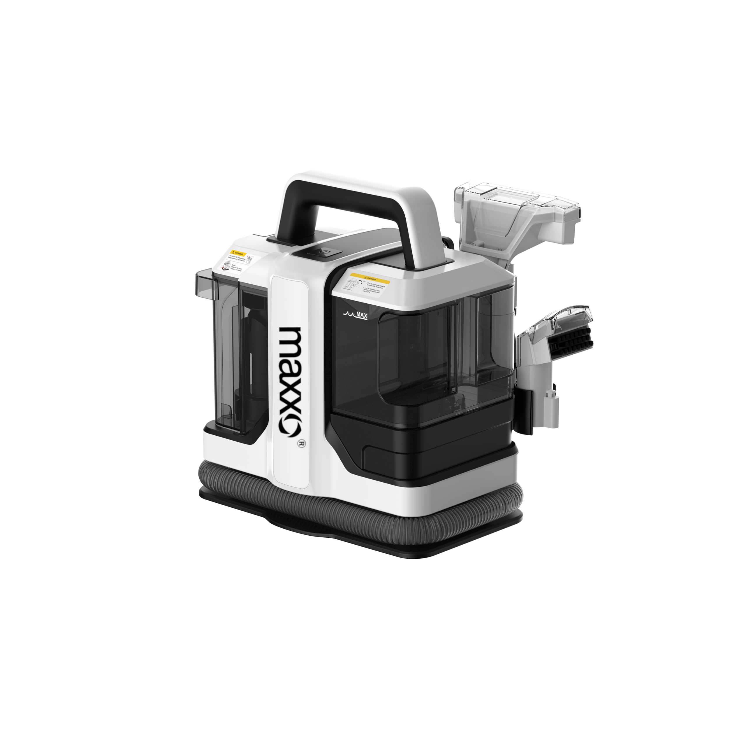maxxo SC750W Turbo Limpiador de tapicería - Potente limpiador de alfombras y tapicería de 750 W para coche, sofá y sofá - Aspirador en húmedo compacto con sistema de doble depósito y accesorios