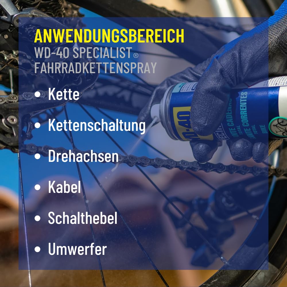 WD-40 Specialist Fahrrad Pflegeset - Komplettes Bike Pflegeset für Fahrräder mit Kettenspray, Kettenreiniger und Fahrradreiniger, eine nachhaltige Pflege und Schutz für alle Fahrradtypen, 3-teilig