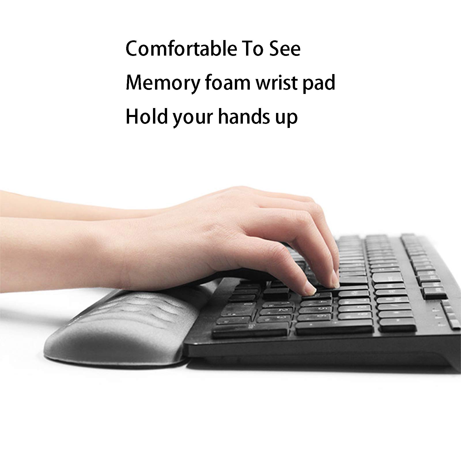 Tappettino poggiapolsi per Tastiera e Mouse, in Memory Foam, ergonomico, Antiscivolo, per Giocare e Usare Il Computer, per casa e Ufficio