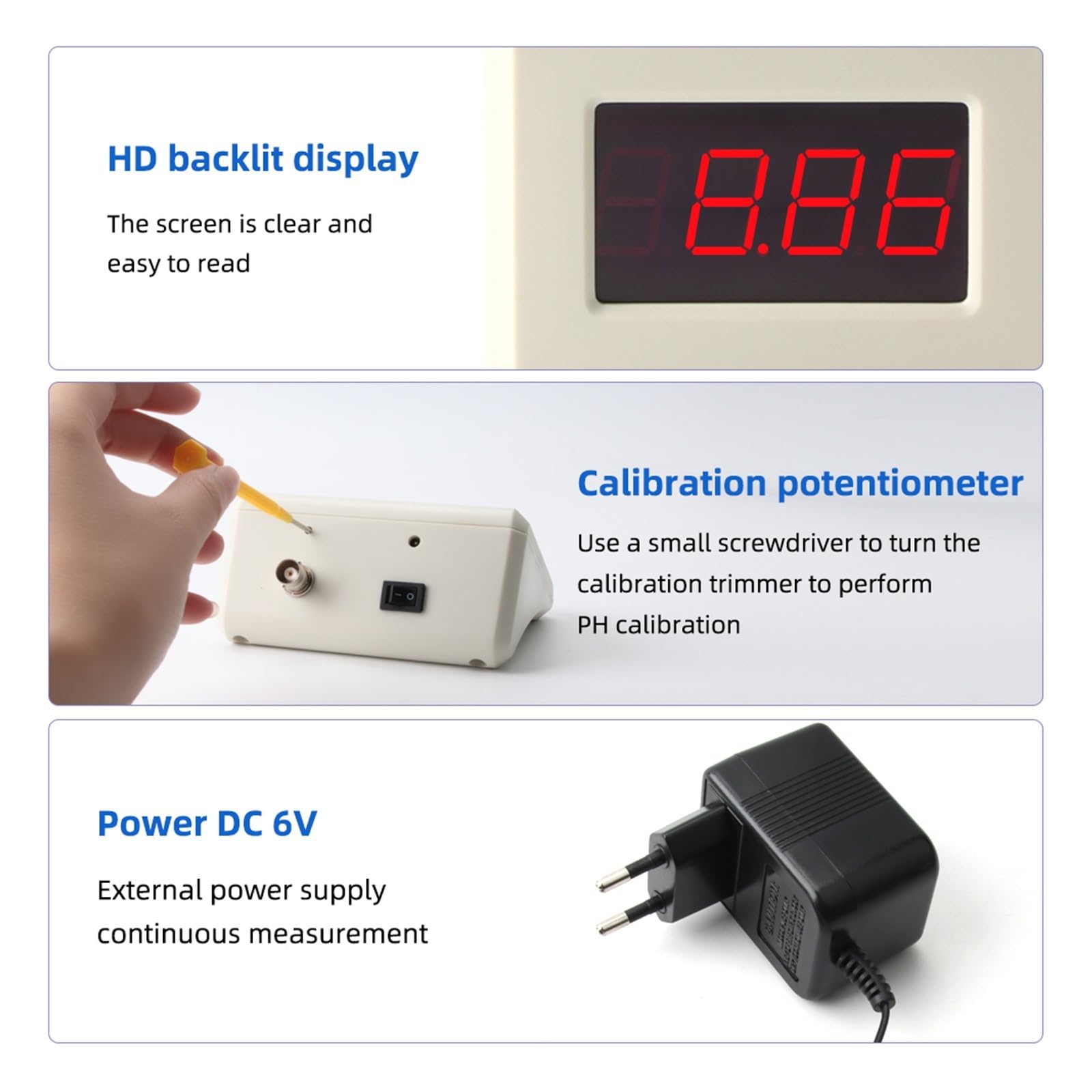 Medidor de pH Medidor de PH Digital Profesional 0,00-14 Probador Calidad del Agua medición acidómetro Instrumento análisis for Piscina Acuario