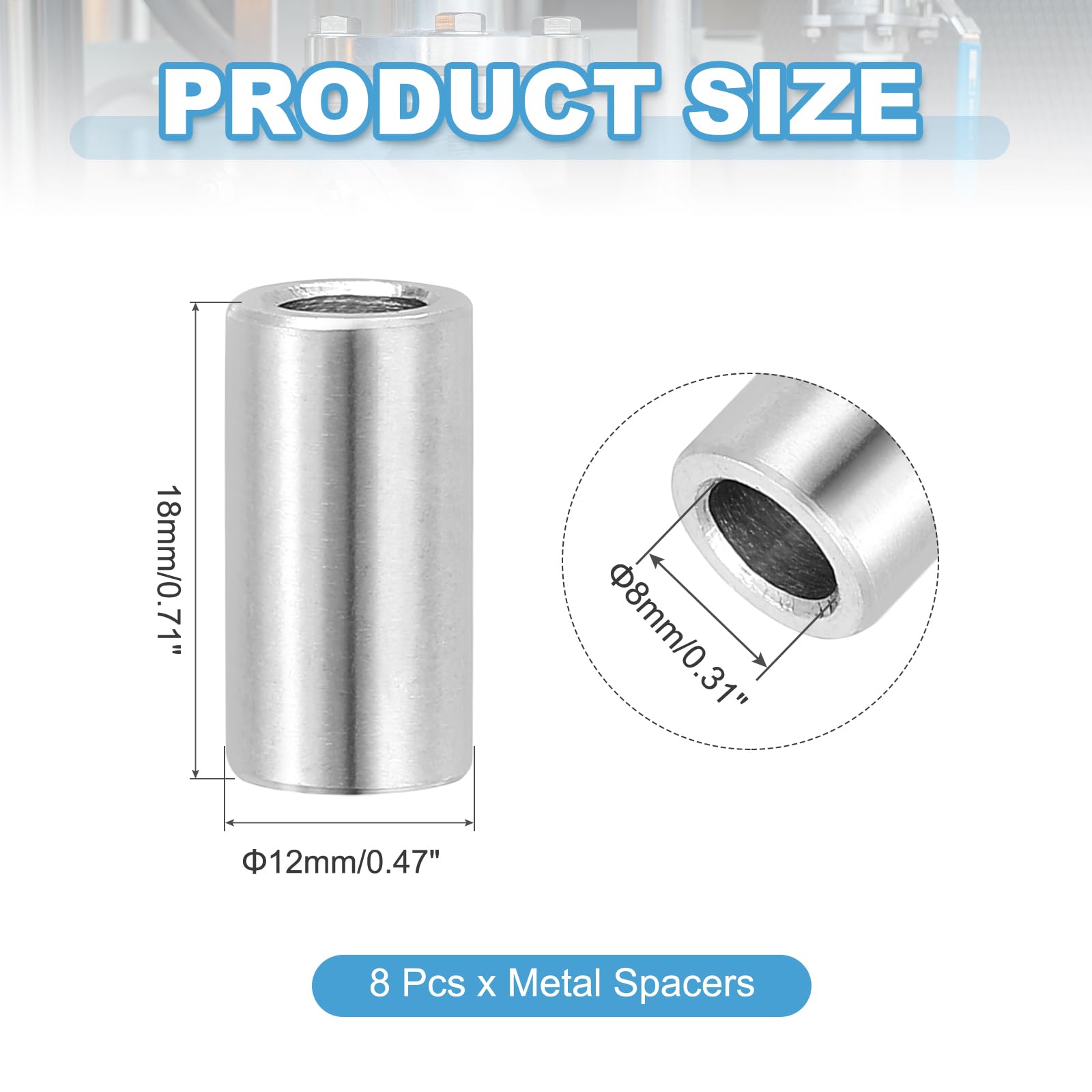 PATIKIL 8 Pcs Stainless Steel Spacers - Image 2