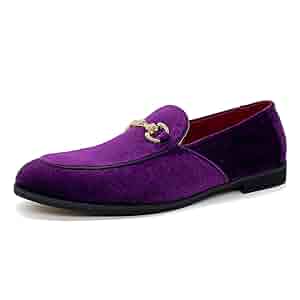 マ*ー様 CHRISTOFLE Amazon.com | CMM Men's Purple Velvet Loafers Gold Top Metal