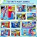 GYMMALL Inflatable Bounce House Double Water Slide with 620 W Blower, Blow up 12-in-1 Waterslide Park Bouncy Castle Outdoor and Indoor, Bouncer House with Large Pool, Climbing Wall and Obstacle Course