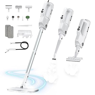 YKYI Steam Mop, Detachable 10 in 1 Multipurpose Steamer with 11 Attachments, Handheld Steam Cleaner for Home, Hardwood Floors, Laminate, Marble, Tile, Grout, Carpet, Windows, Furniture Cleaning